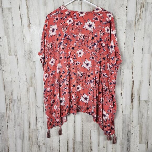 Knox Rose Desert Coral Floral Tassel Cardigan Size XS/S - Picture 2 of 11